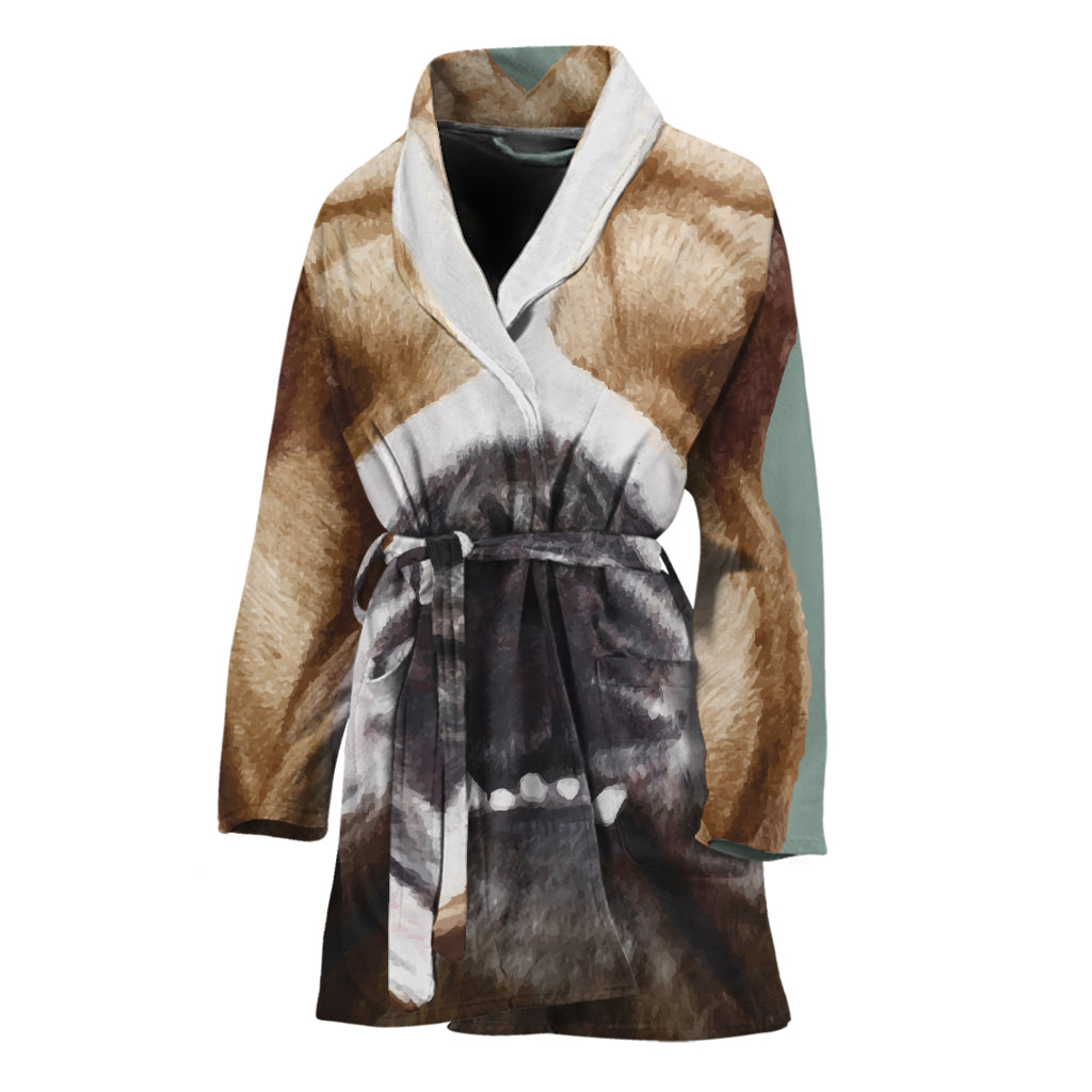 English Bulldog Portrait Print Women's Bathrobe