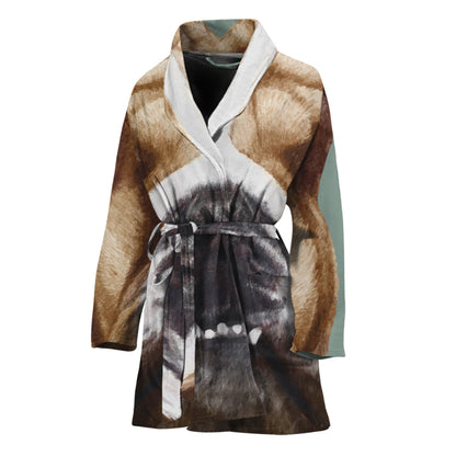 English Bulldog Portrait Print Women's Bathrobe