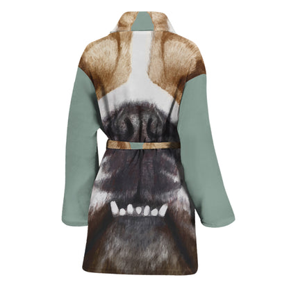 English Bulldog Portrait Print Women's Bathrobe