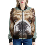 English Bulldog Portrait Print Women's Bomber Jacket