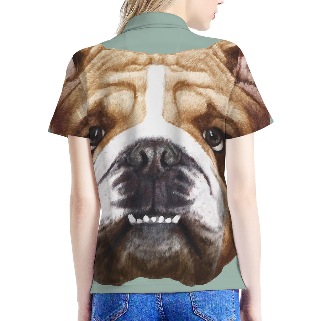 English Bulldog Portrait Print Women's Polo Shirt