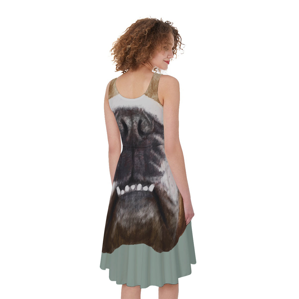 English Bulldog Portrait Print Women's Sleeveless Dress