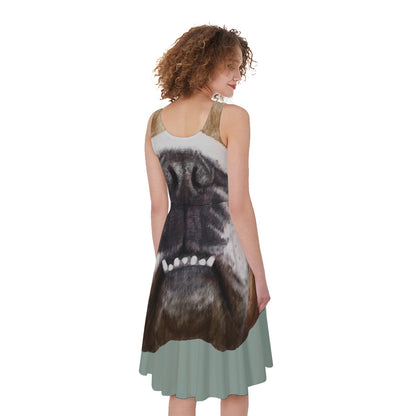 English Bulldog Portrait Print Women's Sleeveless Dress