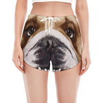 English Bulldog Portrait Print Women's Split Running Shorts