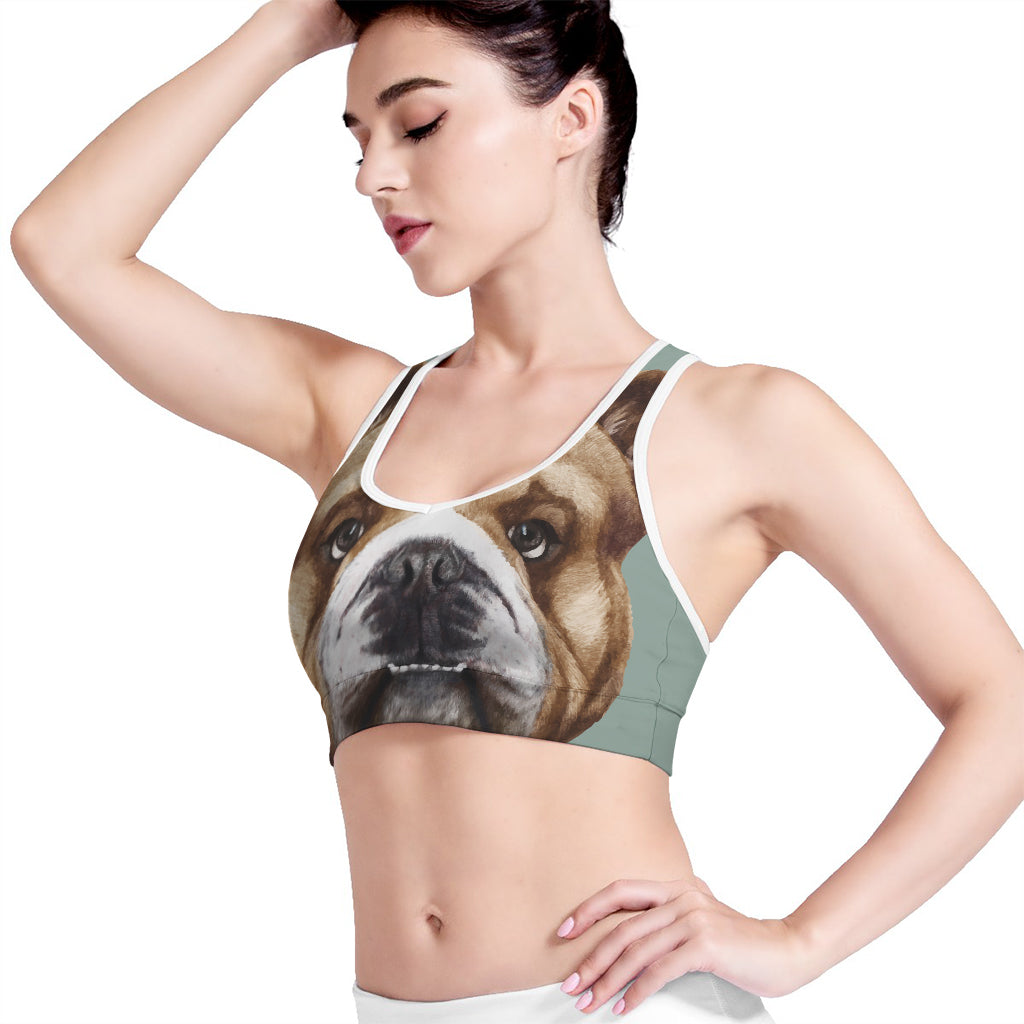 English Bulldog Portrait Print Women's Sports Bra