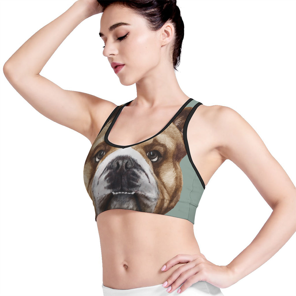 English Bulldog Portrait Print Women's Sports Bra