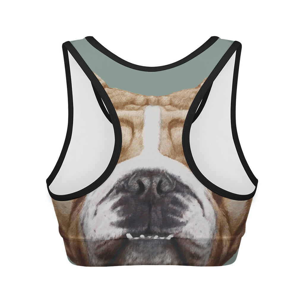 English Bulldog Portrait Print Women's Sports Bra