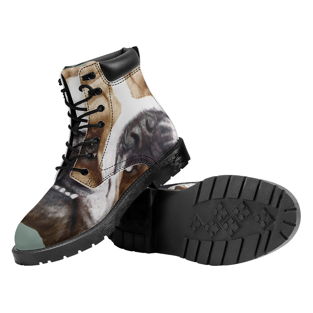 English Bulldog Portrait Print Work Boots