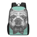 English Bulldog With Glasses Print 17 Inch Backpack