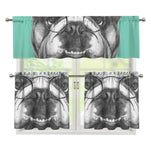 English Bulldog With Glasses Print 3 Piece Kitchen Curtains