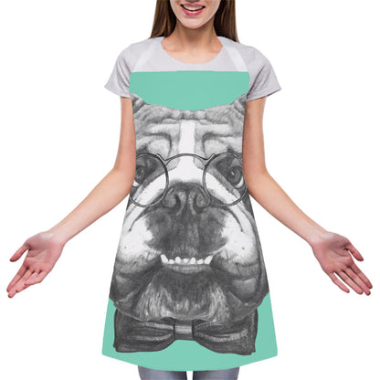 English Bulldog With Glasses Print Adjustable Apron