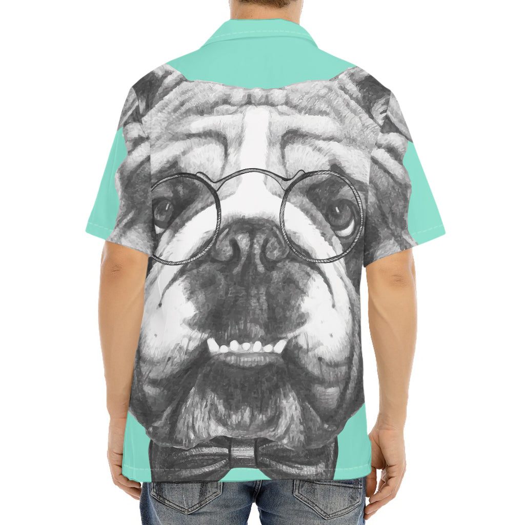 English Bulldog With Glasses Print Aloha Shirt