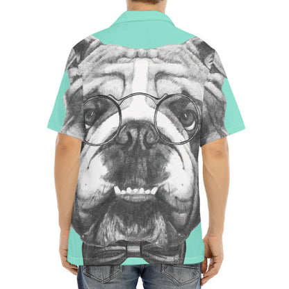 English Bulldog With Glasses Print Aloha Shirt