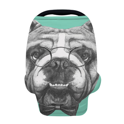 English Bulldog With Glasses Print Baby Seat Cover
