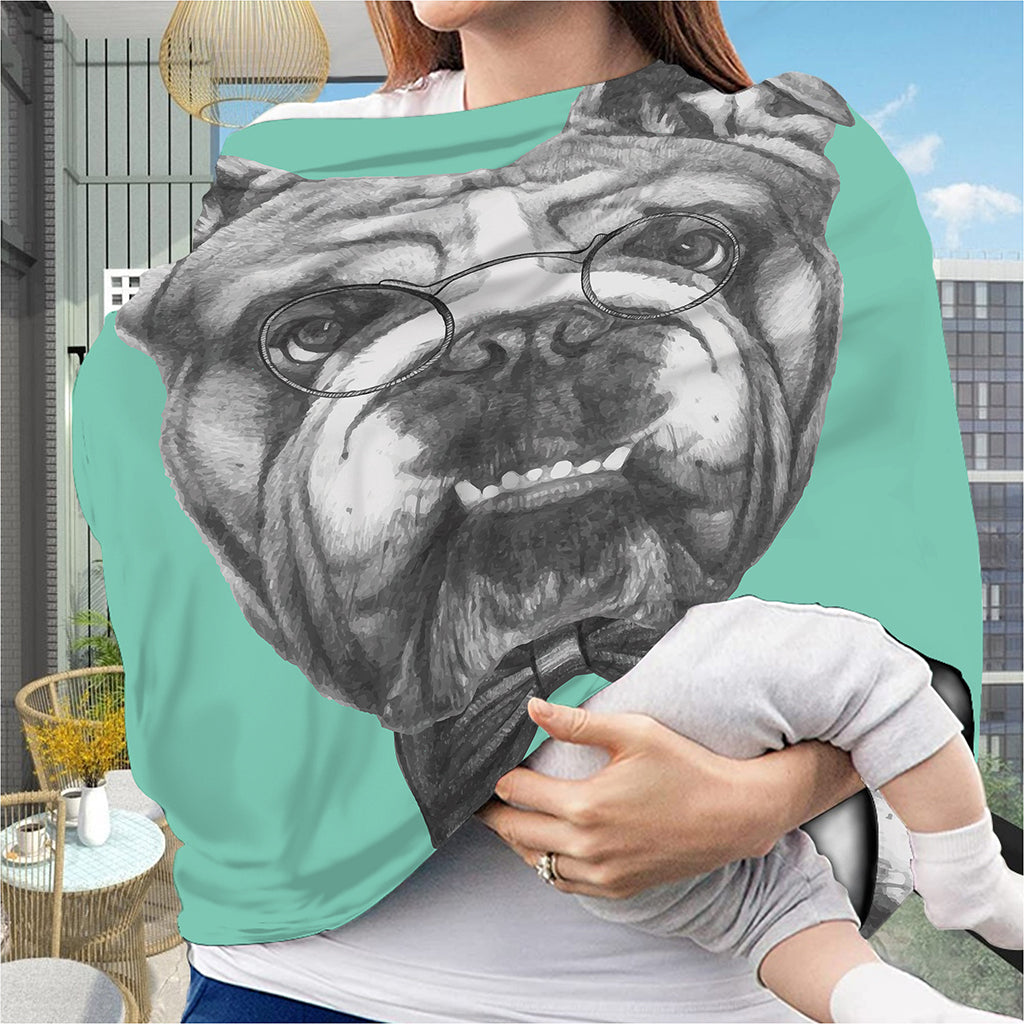 English Bulldog With Glasses Print Baby Seat Cover