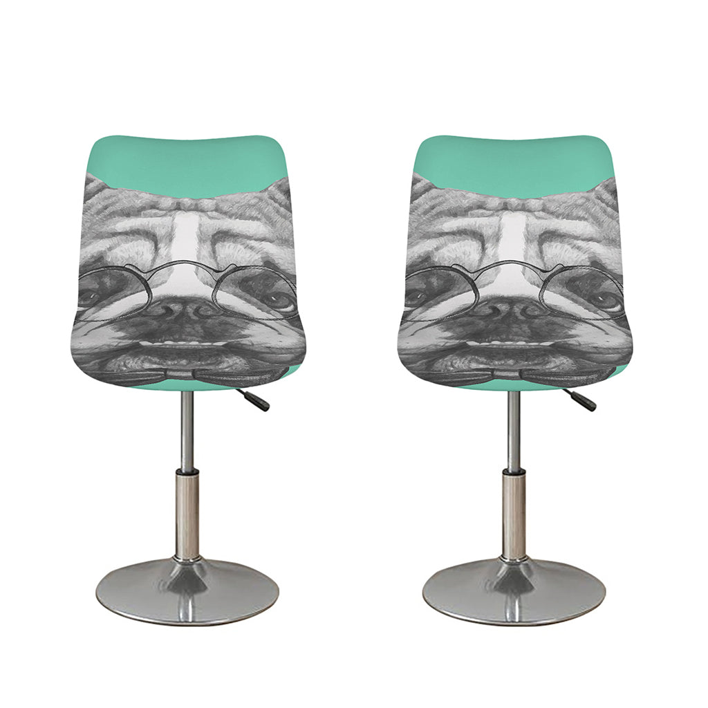English Bulldog With Glasses Print Bar Stool Covers