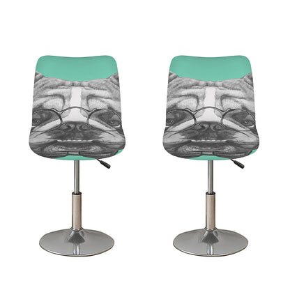 English Bulldog With Glasses Print Bar Stool Covers