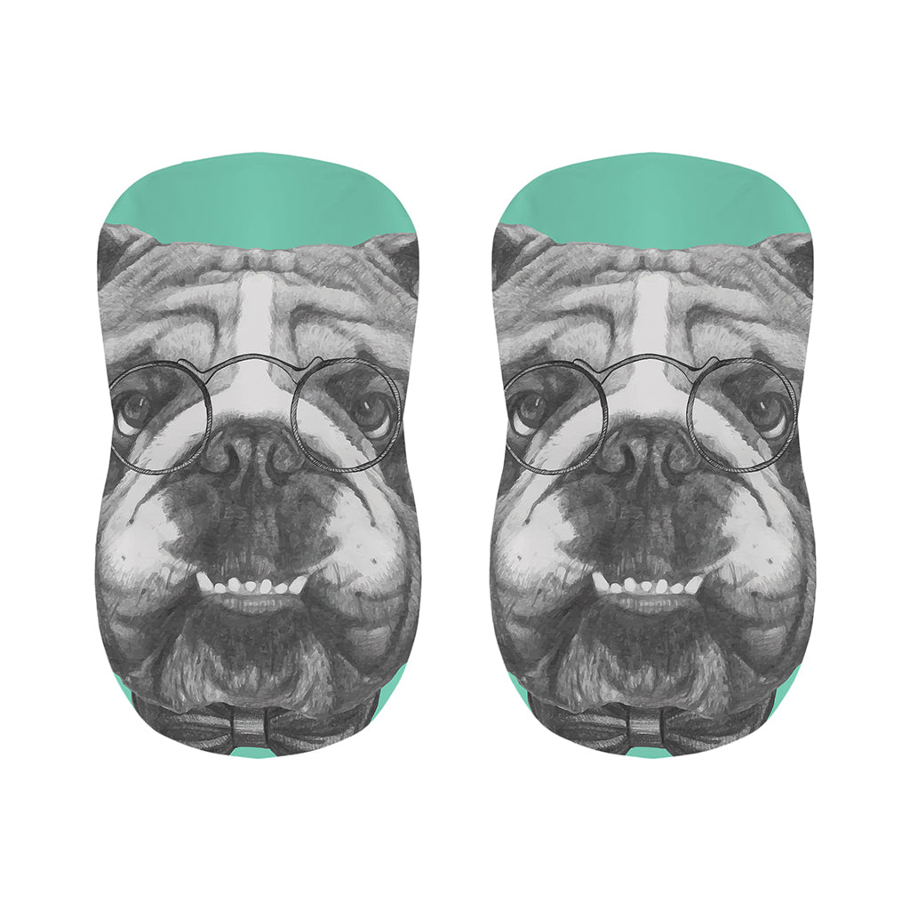 English Bulldog With Glasses Print Bar Stool Covers