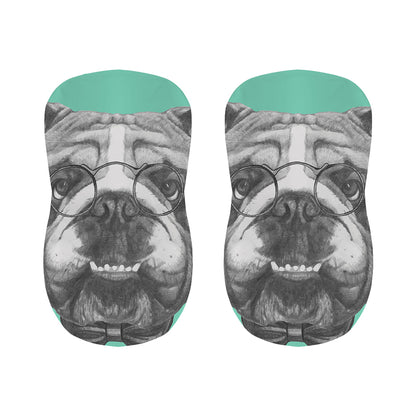 English Bulldog With Glasses Print Bar Stool Covers