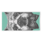 English Bulldog With Glasses Print Beach Towel