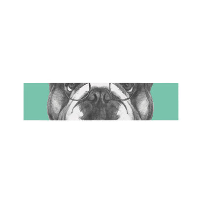English Bulldog With Glasses Print Bed Runner