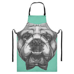 English Bulldog With Glasses Print Bib Apron With Pocket
