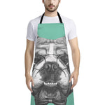 English Bulldog With Glasses Print Bib Apron With Pocket