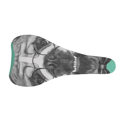 English Bulldog With Glasses Print Bicycle Seat Cover