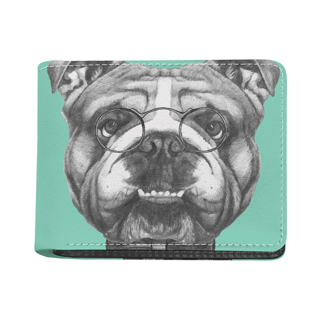 English Bulldog With Glasses Print Bifold Wallet