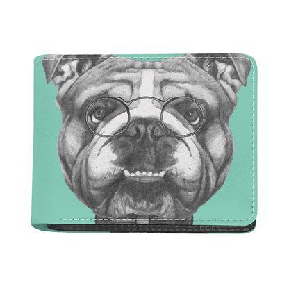 English Bulldog With Glasses Print Bifold Wallet