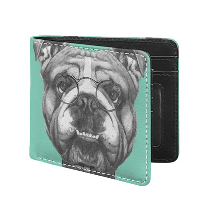 English Bulldog With Glasses Print Bifold Wallet