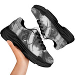 English Bulldog With Glasses Print Black Chunky Shoes