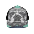 English Bulldog With Glasses Print Black Mesh Trucker Hat