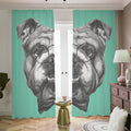 English Bulldog With Glasses Print Dimout Pencil Pleat Curtains