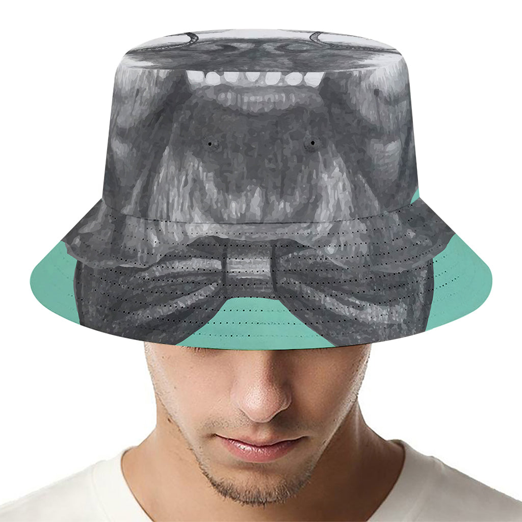English Bulldog With Glasses Print Bucket Hat