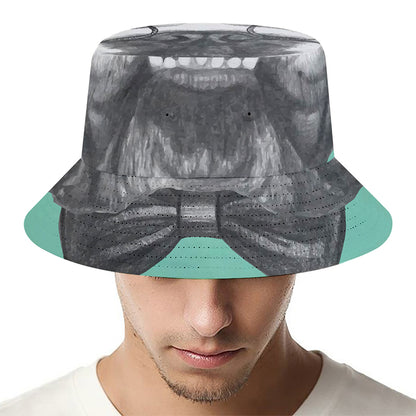 English Bulldog With Glasses Print Bucket Hat