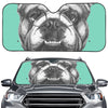 English Bulldog With Glasses Print Car Windshield Sun Shade