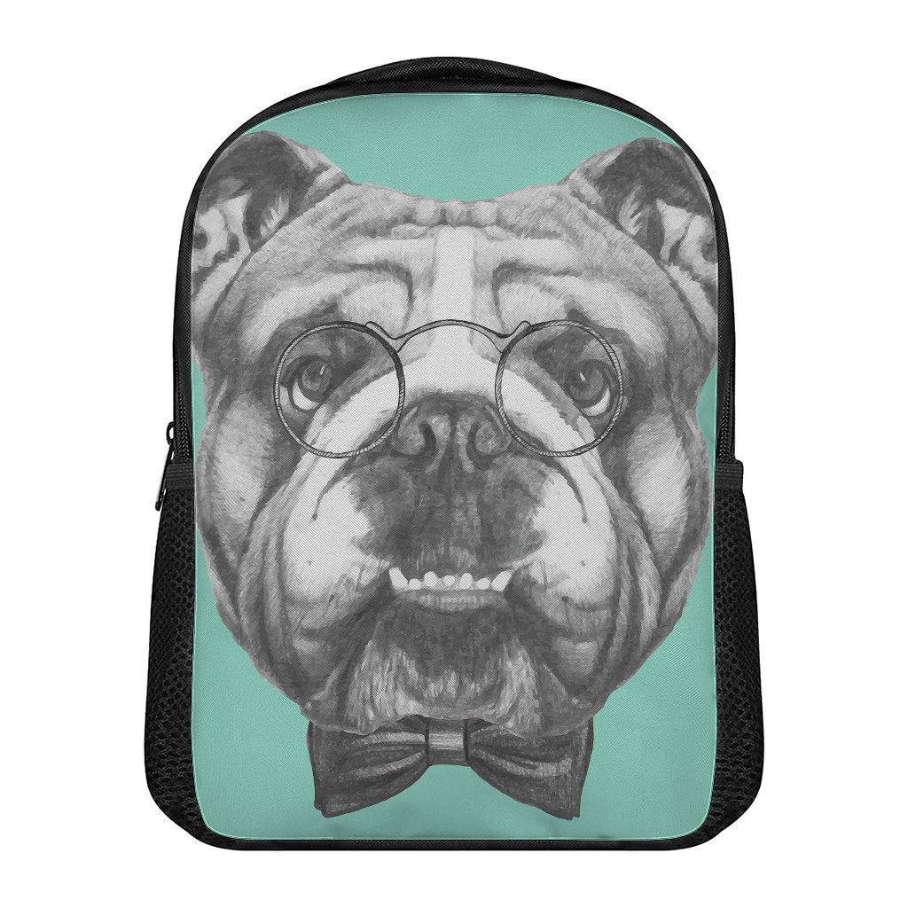 English Bulldog With Glasses Print Casual Backpack