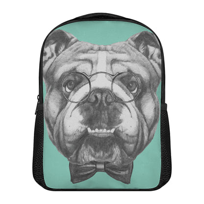 English Bulldog With Glasses Print Casual Backpack