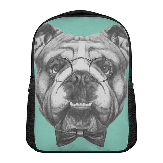 English Bulldog With Glasses Print Casual Backpack