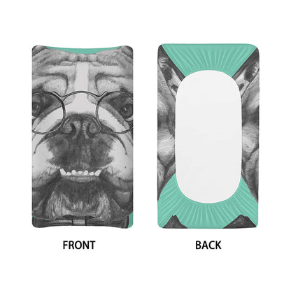 English Bulldog With Glasses Print Changing Pad Cover