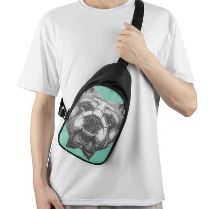 English Bulldog With Glasses Print Chest Bag