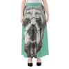 English Bulldog With Glasses Print Chiffon Maxi Skirt