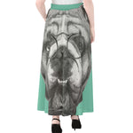 English Bulldog With Glasses Print Chiffon Maxi Skirt