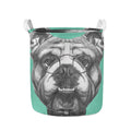 English Bulldog With Glasses Print Collapsible Laundry Basket
