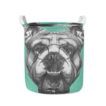 English Bulldog With Glasses Print Collapsible Laundry Basket