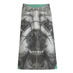 English Bulldog With Glasses Print Cotton Front Slit Maxi Skirt