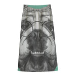 English Bulldog With Glasses Print Cotton Front Slit Maxi Skirt