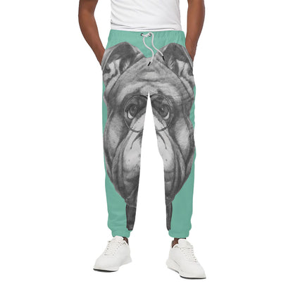 English Bulldog With Glasses Print Cotton Pants