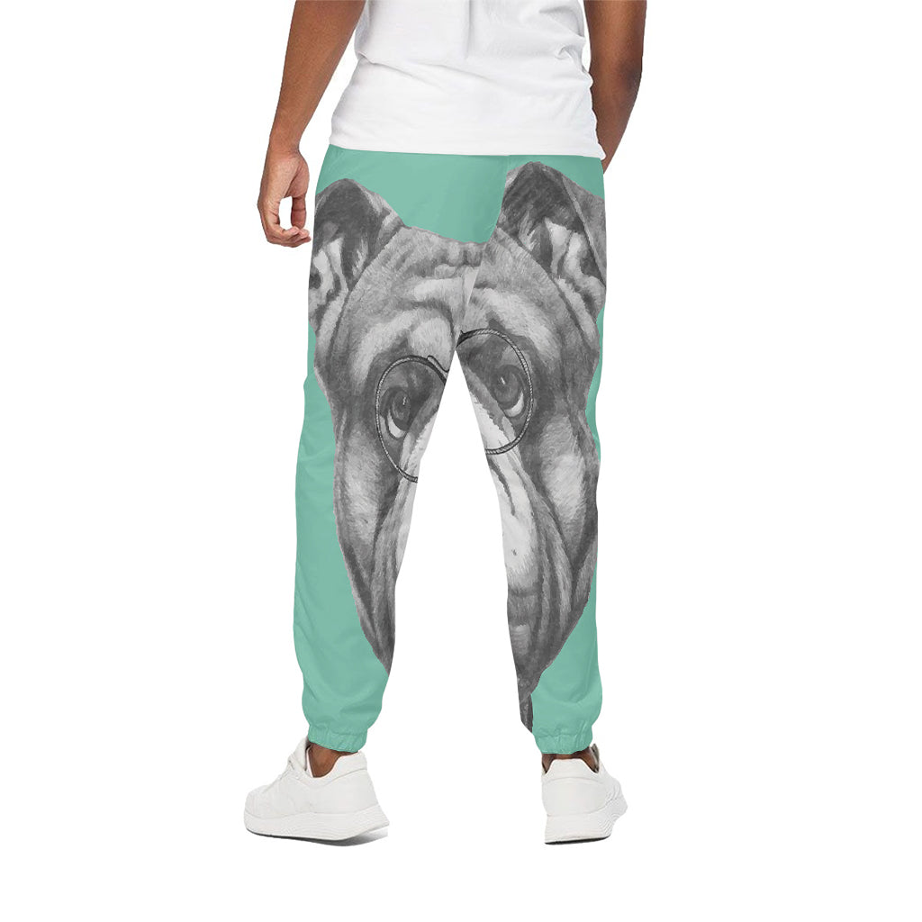 English Bulldog With Glasses Print Cotton Pants